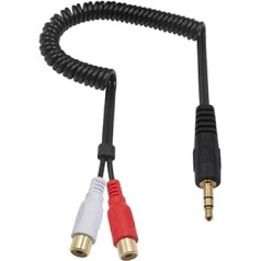 Duttek audio kabelis no 3,5 mm līdz RCA 3,5 mm vīrišķais 3 kontaktu līdz 2 RCA sieviešu stereo Y sadalītāja sarkanbalts papildu kabelis MP3 atskaņotājiem, CD atskaņotājiem, klēpjdatoriem, planšetdatoriem 80 cm