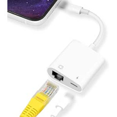 2 vienā Lightning uz RJ45 Ethernet adapteris, KozyOne 10Mbps/100Mbps RJ45 Ethernet adapteris ar uzlādes portu, saderīgs ar iPhone/iPad/iPod, ātrs un stabils tiešsaistes spēlēm un video skatīšanai