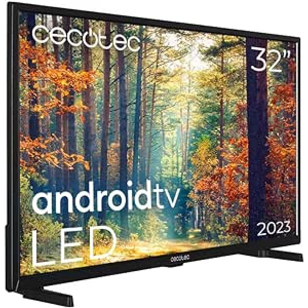 Cecotec TV LED 32 collu viedtelevizors A sērija ALH00032NS. HD izšķirtspēja, Android 11, iebūvēta Chromecast ierīce, balss palīgs, HDR10, HBBTV, četrkodolu, WiFi un Bluetooth, 2 6 W skaļruņi, 2023. gada