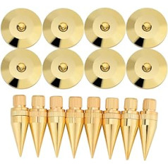 Lazmin Speaker Spike Pad 8 Pairs 6 x 36 mm Copper Speaker Spike Foot Mat for Speakers, Amplifiers, CD DVD Player, Chassis, Instrument
