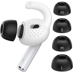 Gcioii 4 pairs Memory Foam uzgaļi un ausu āķu piederumi Apple AirPods Pro 2. paaudzei (XS/S/M/L Buds)