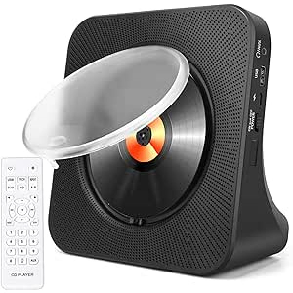 Portable CD Player for Home with Speakers - Bluetooth Desktop CD Player, Built-in HiFi Speaker, Personal CD Player with AUX Input, Home Audio CD Player with Remote Control