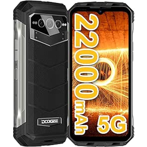 DOOGEE VMAX 5G āra mobilais tālrunis bez līguma, 20 GB + 256 GB izmērs 1080, 22000 mAh liels akumulators, 108 MP kamera, 6,6 collu FHD+ 120 Hz āra viedtālrunis Android 12 Dual SIM IP68 Waterproof OTG