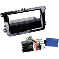 1 DIN Radio Installation Set with Steering Wheel Remote Control for VW Amarok (2H/2HS2) from 03/2010 Piano Black