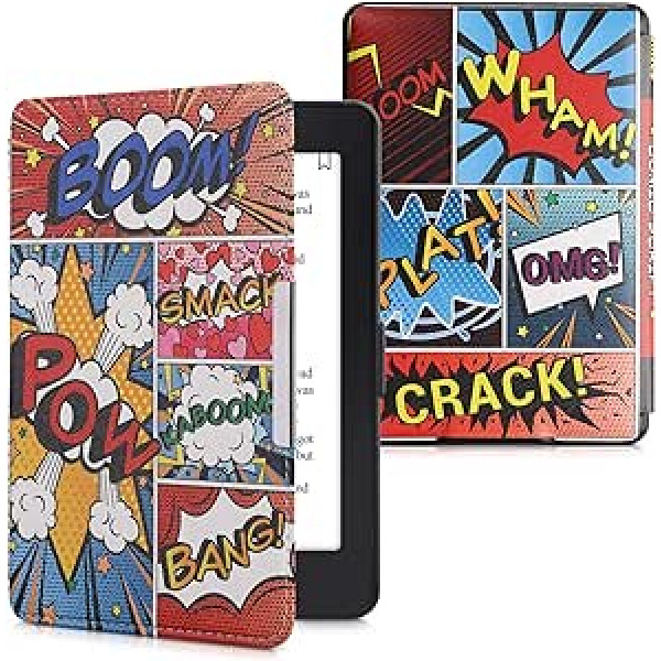 kwmobile Flip Case saderīgs ar Amazon Kindle Paperwhite — Case eReader (modeļiem līdz 2017. gadam) — Daudzkrāsaini komiksu simboli