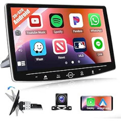 2G + 32G CAMECHO 1 DIN Carplay ar 10 collu pagrieztu ekrānu, Android 11 automašīnas radio ar satelīta navigācijas sistēmu, Android Car, RDS, FM stūres vadība, Bluetooth un USB + atpakaļgaitas kamera