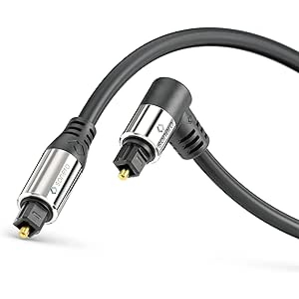 sonero® Premium optisches Toslink Kabel, 7,50 m, vergoldete Kontakte, 1 x 90° Stecker, 360° drehbar, schwarz