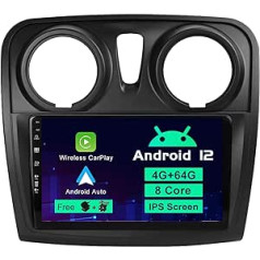 SXAUTO Android 12 Car Radio piemērots Dacia - Sandero (2014-2017) - Iebūvēts Carplay/Android Car/DSP - Kameras MIC Bezmaksas - 4G + 64G - Atbalsta DAB SWC WiFi Fast Boot 360 Kamera - 2 DIN 9 collas