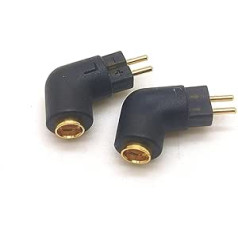 1 Pair DIY MMCX to 0.78mm 2-Pin Adapter Conversion Headphone Jack 0.78mm to MMCX Earphone Audio Interface Replacement Transfer Connector (Black Curved)