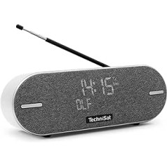 TechniSat DIGITRADIO BT 2 pārnēsājams Premium Bluetooth skaļrunis ar DAB+ digitālo radio (FM, pulkstenis, modinātāja taimeris, ūdeni atgrūdošs korpuss, iecienītākā atmiņa, AUX ieeja, akumulators, 20 vati) gaiši pelēks