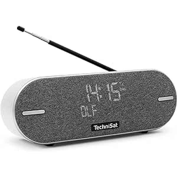 TechniSat DIGITRADIO BT 2 pārnēsājams Premium Bluetooth skaļrunis ar DAB+ digitālo radio (FM, pulkstenis, modinātāja taimeris, ūdeni atgrūdošs korpuss, iecienītākā atmiņa, AUX ieeja, akumulators, 20 vati) gaiši pelēks