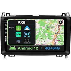 YUNTX PX6 Android 10 automašīnas radio saderīgs ar Mercedes Benz Viano/Sprinter/W906 - [4G+64G] - Bezmaksas aizmugurējā kamera - Atbalsta GPS/DAB+ / Stūres vadību/WiFi/Bluetooth/Carplay/Android Car/USB