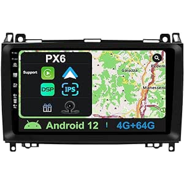 YUNTX PX6 Android 10 automašīnas radio saderīgs ar Mercedes Benz Viano/Sprinter/W906 - [4G+64G] - Bezmaksas aizmugurējā kamera - Atbalsta GPS/DAB+ / Stūres vadību/WiFi/Bluetooth/Carplay/Android Car/USB