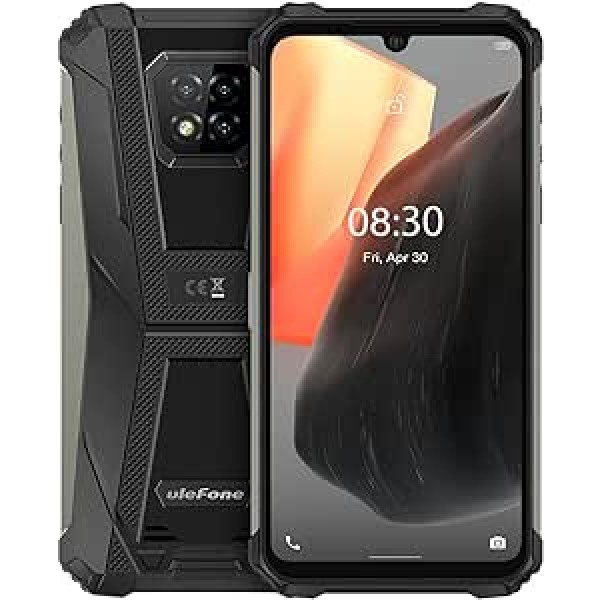 Ulefone Armor 8 Pro Android 11 āra viedtālrunis bez līguma, 6,1 collas HD+ IP68, ūdensizturīgs, robusts mobilais tālrunis, Helio P60 6 GB + 128 GB, 16 MP četrkāršu kamera, NFC GPS, sejas atbloķēšanas funkcija, melns pirkstu nospiedums