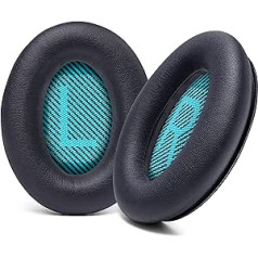 WC Wicked Cushions Premium rezerves ausu spilventiņi Bose austiņām - saderīgi ar QC15 / QC25 / QC35 & 35 ii / QC2 / AE2 / AE2i / AE2W / Soundlink - mīkstākas ādas luksusa atmiņas putas | Melns