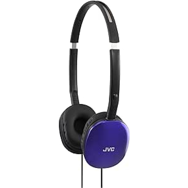 JVC HA-S170 austiņas ar 1,2 m kabeli, viegls, salokāms un regulējams, jaudīga skaņa un skaņas izolācija mācībām, spēlēm utt. — austiņas aiz auss ar 3,5 mm ligzdu, zilas