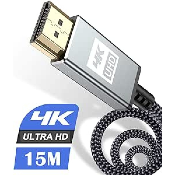 sweguard 4K HDMI kabelis 4K @ 60Hz 18 Gbps liela ātruma HDMI 2.0 neilona pīts kabelis ar apzeltītu savienotāju ar Ethernet audio atgriešanas kanālu saderīgs ar video 4K UHD 2160p HD 1080p