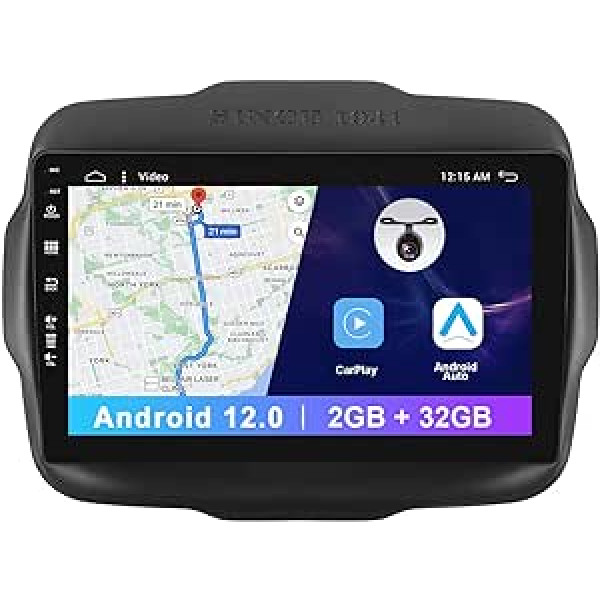 Android 12 Double Din automašīnas radio ierīcei Jeep Renegade 2015-2019 GPS | Bezmaksas atpakaļskata kamera| 9 collu IPS| 2G+32G | Atbalsts DAB/WiFi/Bluetooth5.0/USB/MirrorLink/SWC/Carplay