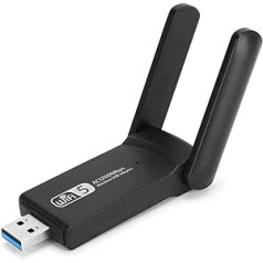 Belaidis USB WiFi adapteris, dviejų juostų USB 3.0 tinklo plokštė, belaidė 1200 Mbps tinklo plokštė, dvigubos antenos WiFi kortelė kompiuteriniam nešiojamam kompiuteriui