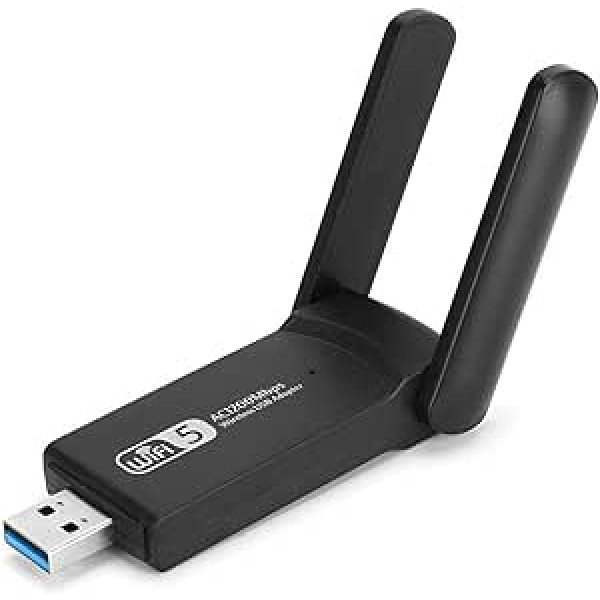 Bezvadu USB WiFi adapteris, divjoslu USB 3.0 tīkla karte, bezvadu 1200Mbps tīkla karte, divu antenu WiFi karte personālajam klēpjdatoram