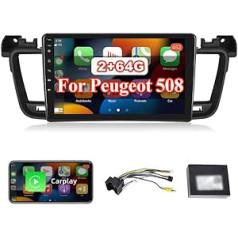 2 + 64 GB: Hodozzy Carplay Android automašīnas radio, kas paredzēts Peugeot 508 2012-2016,9 collu skārienjutīgajam automašīnas radio Bluetooth brīvroku komplektam ar Android Car/GPS/WiFi/FM/RDS/HiFi/USB+Canbus