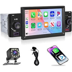 Podofo Carplay 1 Din Car Radio Stereo Android Car 5 collu skārienekrāns Bluetooth 5.1/Mirror Link Adjuvant SD/2 USB/FM/EQ/SWC ar atpakaļgaitas kameru