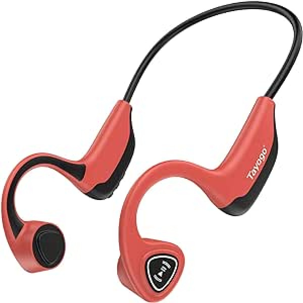 Tayogo S2 Sport Bone Sound austiņas bezvadu IP54, Bone Conduction Bluetooth 5.0 bezvadu sporta austiņas, atvērtas austiņas ar mikrofonu riteņbraukšanai, skriešanai, skriešanai sporta zālē (sarkans)