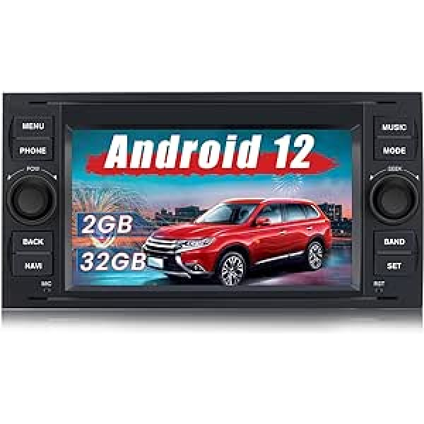 AWESAFE Android radio for Ford Focus Mondeo S-Max C-Max Galaxy, Android 12 Radio 2GB+32GB ar Navi Carplay Android Auto Bluetooth FM RDS — Schwarz