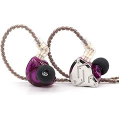 LINSOUL KZ ZS10 Pro 4BA+1DD 5 Driver In-Ear Hi-Fi metāla austiņas ar nerūsējošā tērauda priekšpusi, 2 kontaktu noņemamu kabeli (bez mikrofona, violets)