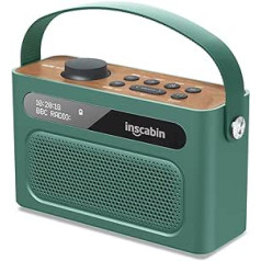 Inscabin M60 pārnēsājams DAB/DAB+FM digitālais radio/pārnēsājams bezvadu skaļrunis ar Bluetooth/stereo skaņu/dubultais skaļrunis/dubultais modinātājs/akumulators/skaists dizains (zaļš)