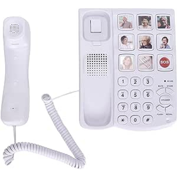 Didelio mygtuko telefonas senjorams, laidinis fiksuotojo ryšio telefonas LD-858HF su SOS mygtuku, iš anksto išsaugotas numeris, laisvų rankų funkcija pagyvenusiems žmonėms