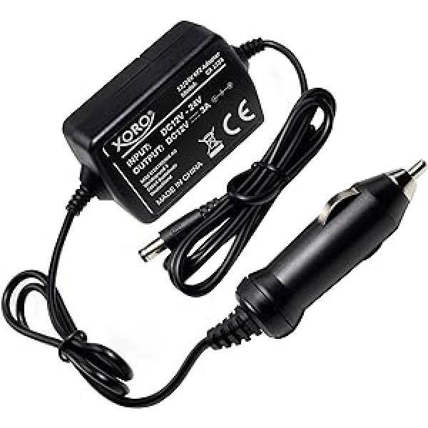 12 V / 24 V automašīnas adapteris Xoro CA 1224 ar aizsardzību pret pārspriegumu un pārmērīgu temperatūru, sprieguma stabilizāciju (izeja: 12 V/0 līdz 3 A), automātisku ierīces noteikšanu