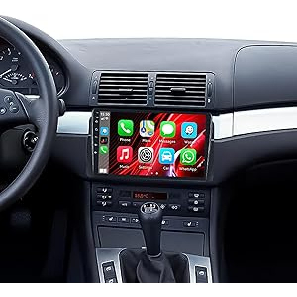 autometo 4+64G Android 13 Carplay Android Car Radio ar DSP priekš BMW 3 Series E46 1999-2005, 9 collu skārienekrāns, 1280 x 720, ar GPS WiFi BT USB FM RDS radio spoguļa saite + 32 joslu EQ