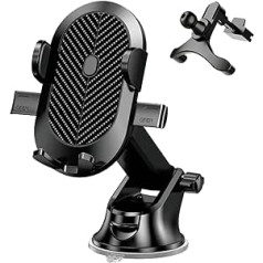 KDJAMI Car Mobile Phone Holder, Car Suction Cup & Ventilation, 360° Ultra Stable 3-in-1 Universal Car Mobile Phone Holder for iPhone, Samsung, Huawei, Xiaomi, LG, etc.