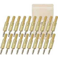 20 x 3.5mm Jack Plug Gold Plated Soldering Connector for Stereo Mini Jack Plug