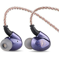 LINSOUL BLON Z200 HiFi 10 mm oglekļa diafragmas draiveris ausīs Austiņas IEM ar cinka sakausējuma dobumu, nenoņemamu kabeli, trokšņu slāpēšanas austiņas audiofilam mūziķim (violeta, ar mikrofonu)