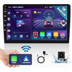 Hikity [2+32GB] Double DIN Android automašīnas radio ar bezvadu Carplay Android Car Mirror Link 9 collu skārienekrāna automašīnas radio ar navigācijas ekrānu HiFi AI DSP APK atjauninājums RDS FM SWC atpakaļgaitas kamera