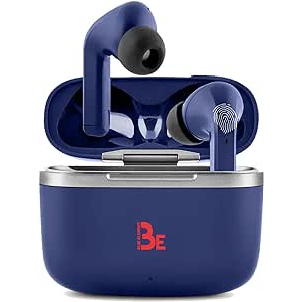 BlueElement LIVE ANC 5.1 bezvadu Bluetooth austiņas ar aktīvo (ANC), skārienvadību, 16 stundu akumulatora darbības laiku, USB-C ātrās uzlādes futrāli operētājsistēmai iOS/Android — BE-LIVE-2-ANC-BLUE standarts