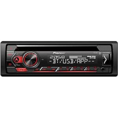 Pioneer DEH-S420BT, 1DIN automašīnas radio, CD uztvērējs ar RDS, Bluetooth, MP3, USB un AUX ieeja, brīvroku funkcija, lietotne Smart Sync, 13 joslu ekvalaizers, iPod vadība