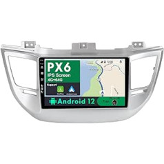 BXLIYER PX6 Android 12 IPS automašīnas radio, piemērots Hyundai Tucson (2014-2018) - 4G + 64G - bez atpakaļgaitas kameras - 2 DIN 9 collas - DAB stūres vadība Carplay Android Car AHD 4K video ātra palaišana