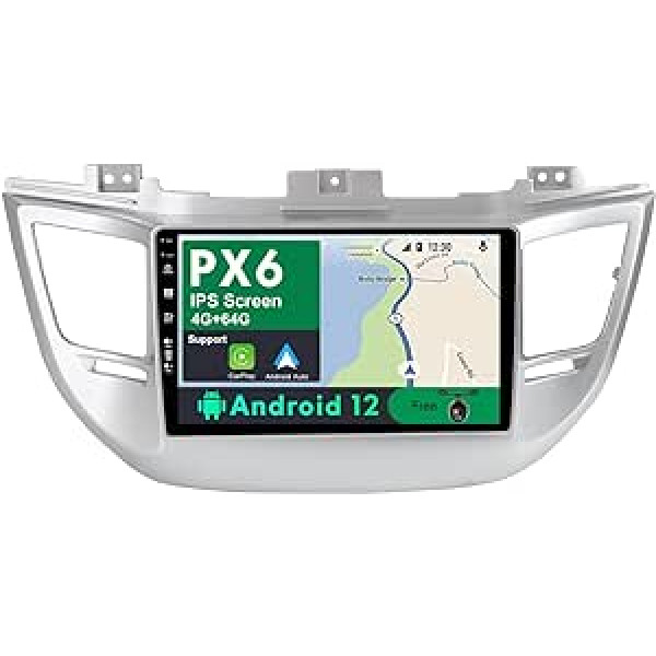 BXLIYER PX6 Android 12 IPS automašīnas radio, piemērots Hyundai Tucson (2014-2018) - 4G + 64G - bez atpakaļgaitas kameras - 2 DIN 9 collas - DAB stūres vadība Carplay Android Car AHD 4K video ātra palaišana