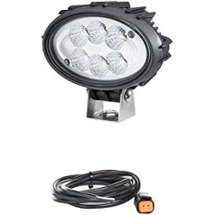 Hella 1GA 996 761-111 darba lampiņa - ovāla 100 kompakta - LED - 12V/24V - 1850lm - kronšteina stiprinājums - plats apgaismojums + kabeļu komplekts, darba gaismas, melns