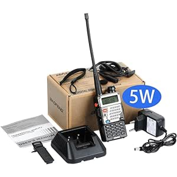 BAOFENG BF UV-5RE jauninātā versija 5 vatu divjoslu divvirzienu radio (144MHz-146MHz VHF un 430MHz-440MHz UHF) Iekļauts pilns komplekts, melns