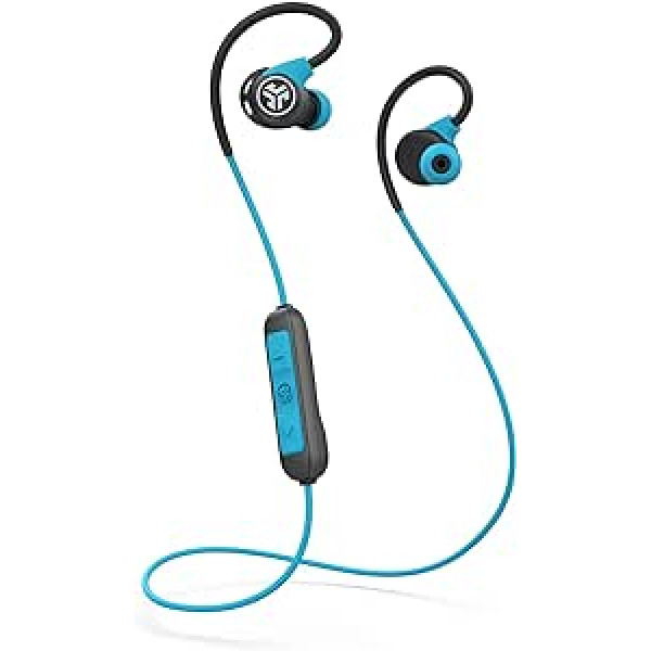 Jlab Audio Fit Sport 3 Bluetooth in-ear austiņas — bezvadu austiņas ar elastīgiem atmiņas vadu ausu āķiem, IP55 sviedru pretestība, trokšņu izolācija un pielāgota EQ3 skaņa, zila