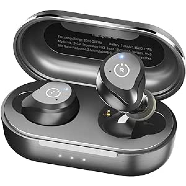 TOZO NC9 Bluetooth austiņas, bezvadu austiņas ar hibrīda aktīvo trokšņu slāpēšanu, Bluetooth 5.3 austiņas, ausīs ievietojamas stereo austiņas ar iespaidīgu skaņu, 3 mikrofoni