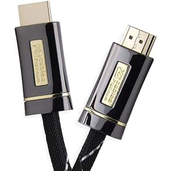 XO Platinum 0,5 m liela ātruma HDMI kabelis (HDMI A tips, HDMI 2.1/2.0b/2.0a/2.0/1.4) — 4K, 3D, UHD, ARC, Full HD, Ultra HD, 2160p, HDR — PS4, Xbox One, Wii, Sky Q, LCD, LED, UHD, 4k TV — Schwarz