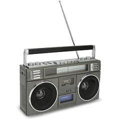 Pārnēsājams Stereo Boombox skaļrunis, retro Bluetooth ierakstītājs, atbalsta radio, atmiņas karte, U disks, USB uzlāde, ar vēsām ritma gaismām, tālvadības pults