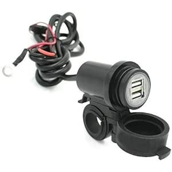 Riloer motocikla USB lādētājs, 12V-24V Universāls Dual USB ligzda ar ūdensnecaurlaidīgu vāku 5V 3.1A Auto lādētājs motocikliem, visurgājējiem