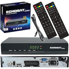 Echosat & LEYF 30900 digitālais satelīta uztvērējs — DVB-S/DVB-S2 — digitālais satelīta uztvērējs — Full HD 1080p HD kabelis + 2 x tālvadības pults [iepriekš ieprogrammēts Astra, Hotbird un Türksat]