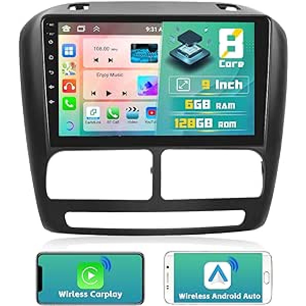 8 kodolu 6 + 128 GB: Hikity Android automašīnas radio, kas paredzēts Fiat Doblo 2010-2015/Combo 2011-2018, 9 collu IPS skārienekrāna automašīnas radio ar bezvadu Carplay Android Car, 3 dalīta ekrāna RDS DSP GPS BT 5.0 skats no aizmugures